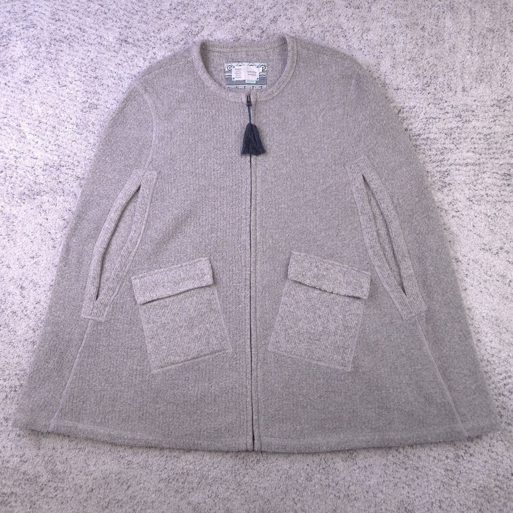 Saturday Sunday Anthropologie Gray Knit Cape Full Zip Sweater Womens Medium
